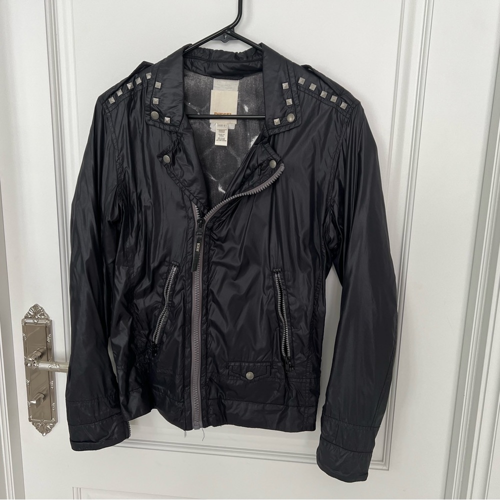 Diesel Black Lightweight Shirt Jacket with Stud Details